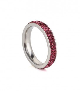 ékszer webshop Pink kristályos, 2 soros nemesacél gyűrű