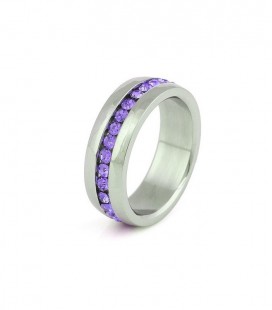 ékszer webshop Nemesacél gyűrű lila kristályokkal