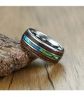 Tungsten karbid karikagyűrű, koa fa és abalone kagyló berakással