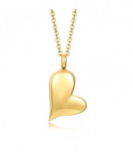 Szív alakú nemesacél kegyeleti medál nyaklánccal, arany bevonattal