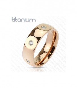 ékszer webshop Titánium gyűrű CZ kristályokkal, arany bevonattal